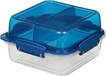 Sistema to GO Lunch Stack Square Lunch Box | 1.24 L Food Container with Bento-Style Compartments | BPA-Free | Colour May Vary