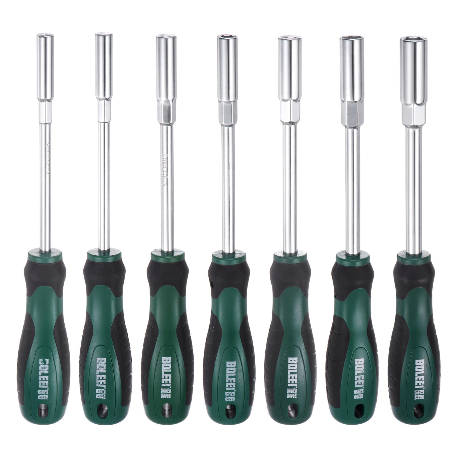 HARFINGTON 7pcs Metric Nut Driver 5/6/7/8/9/10/11mm CR-V Non-Magnetic Tip Hollow Shafts Hex Socket Screwdriver with Non-Slip Handle for Automobile