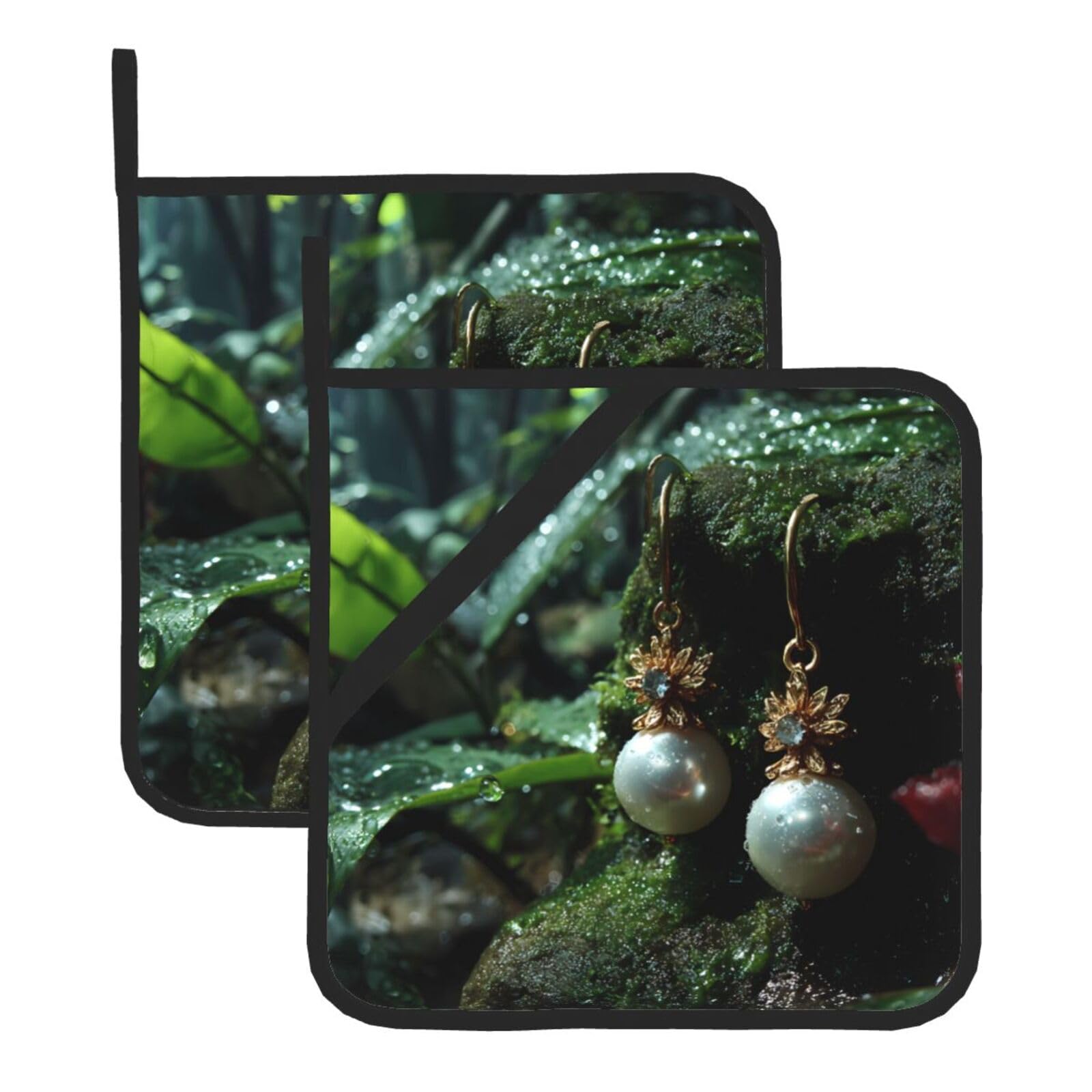 Forgotten Earrings Square Heat Resistant Trivet Set Thick and Durable for Baking Barbecue Cookware Oven