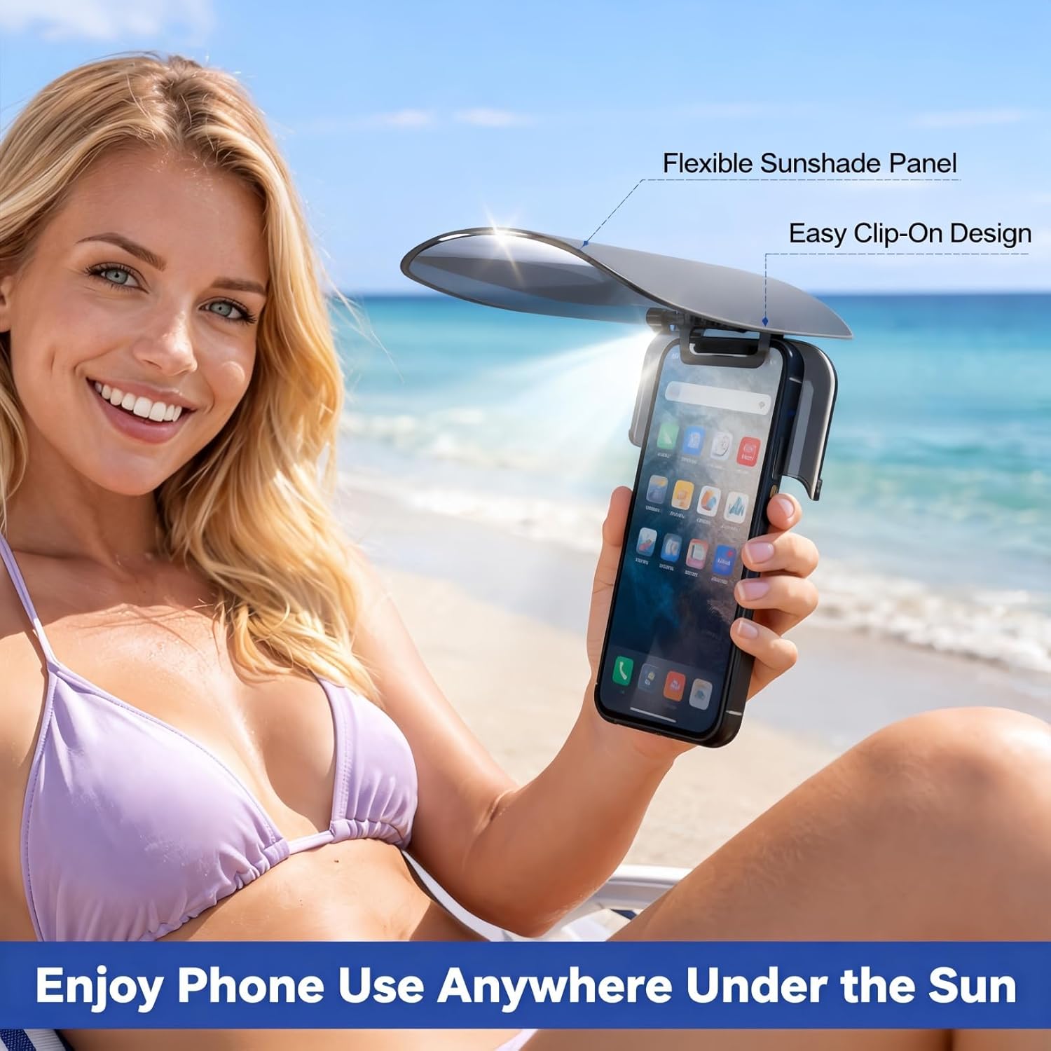 Clip-On Phone Screen Sunshade, Foldable Anti-Glare Smartphone Screen Hood for Outdoor Use, Privacy Viewing Cover Compatible with iPhone & Android