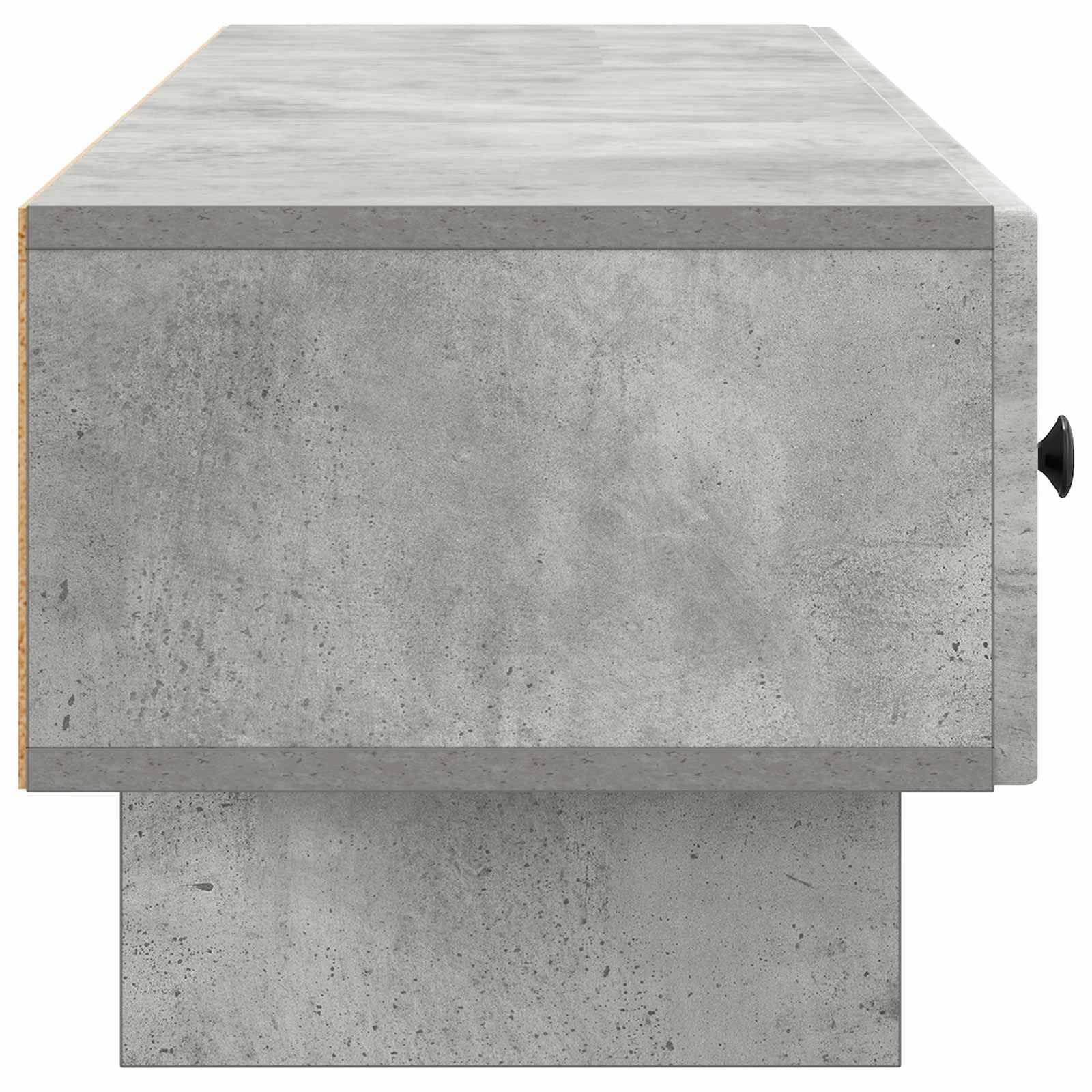 Szafka pod telewizor, betonowa, szara, 147 x 34,5 x 30 cm, materiał drewnopochodny, meble telewizyjne, konsola telewizyjna z 3 szufladami, zarządzanie kablami, miejsce do przechowywania