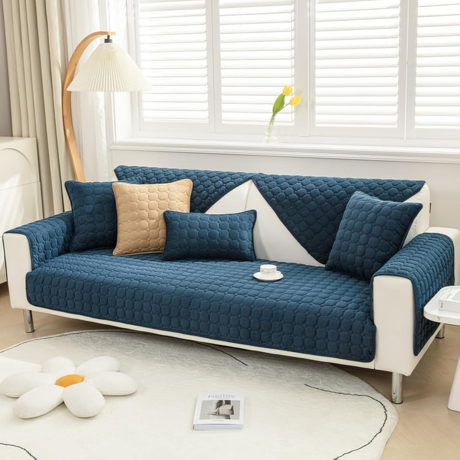 Topchances Soft Plush Sofa Cover - New Non-Slip Sofa Covers 1 2 3 Seater, Rabbit Faux Fur Couch Covers, Fluffy Couch Cover, Sofa Cover L Shape Furniture Protector for Living Room (Light Coffee,70x150) — view 9