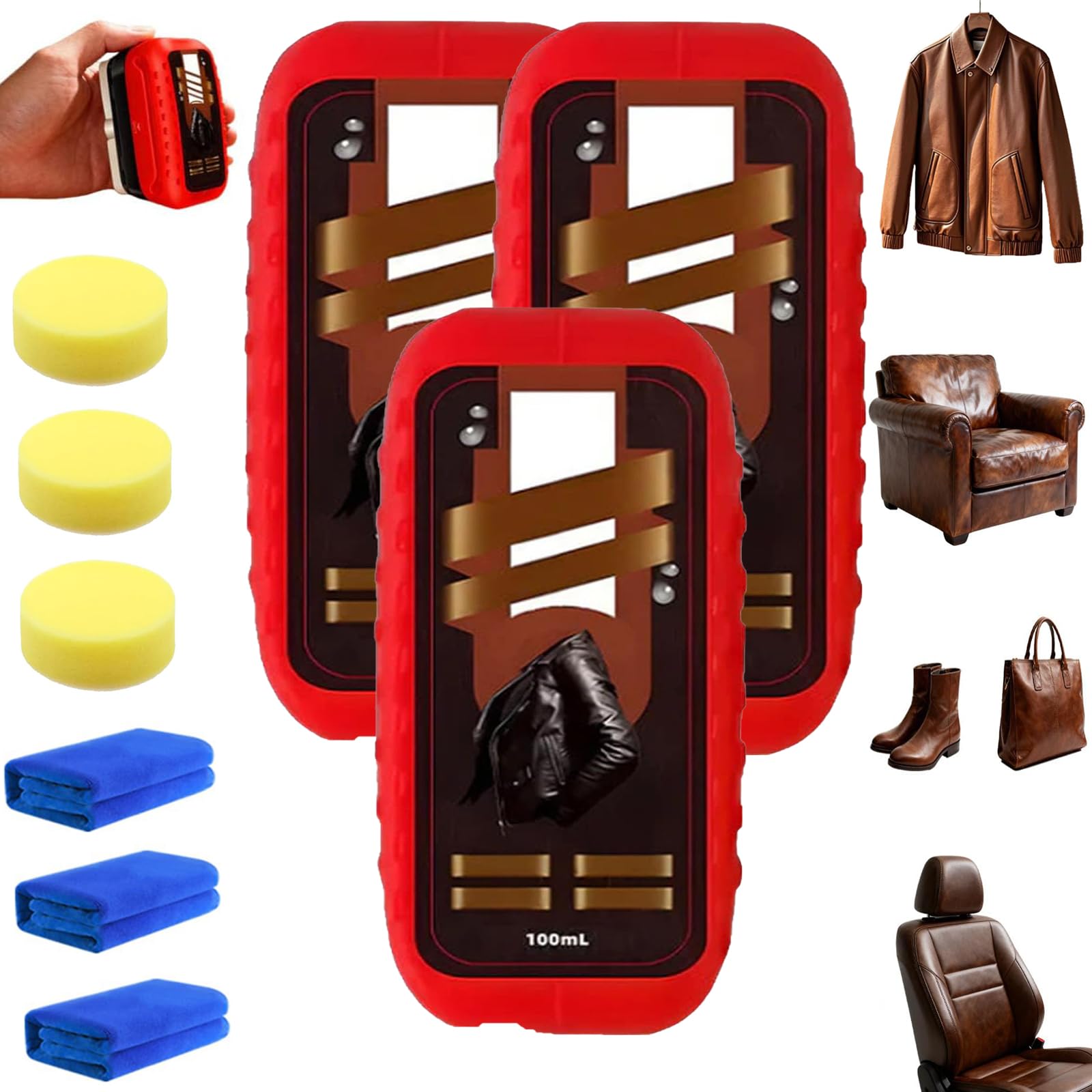 2-in-1 Leather Cleaner and Conditioner Leather Furniture Cleaner and Conditioner Deep Leather Repair Care Restores Softness Car Interior