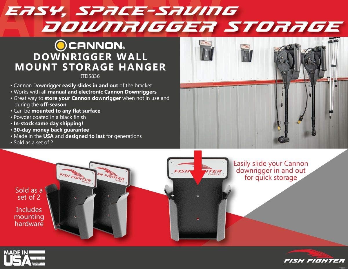 Cannon Downrigger Mount | Wall Mounted Storage Hanger for Your Cannon Down Riggers | Set of 2