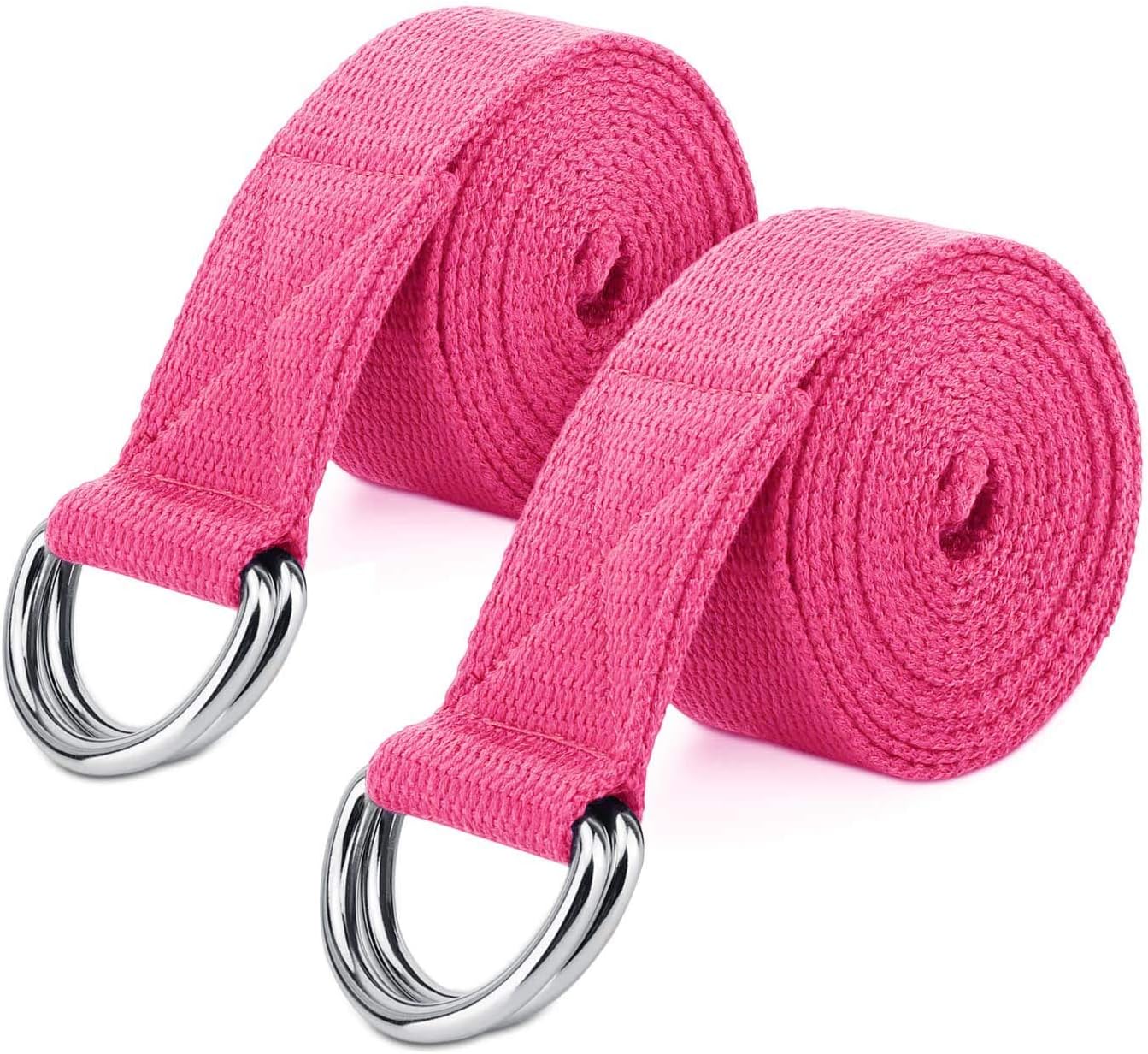MoKoYoga Strap Belt [2 Pack], Stretching Exercise Fitness Bands 6ft, Made with Durable Cotton Soft with Metal D-Ring Buckle, Best for Holding Poses, Physical Therapy, Pilates, Increase Flexibility