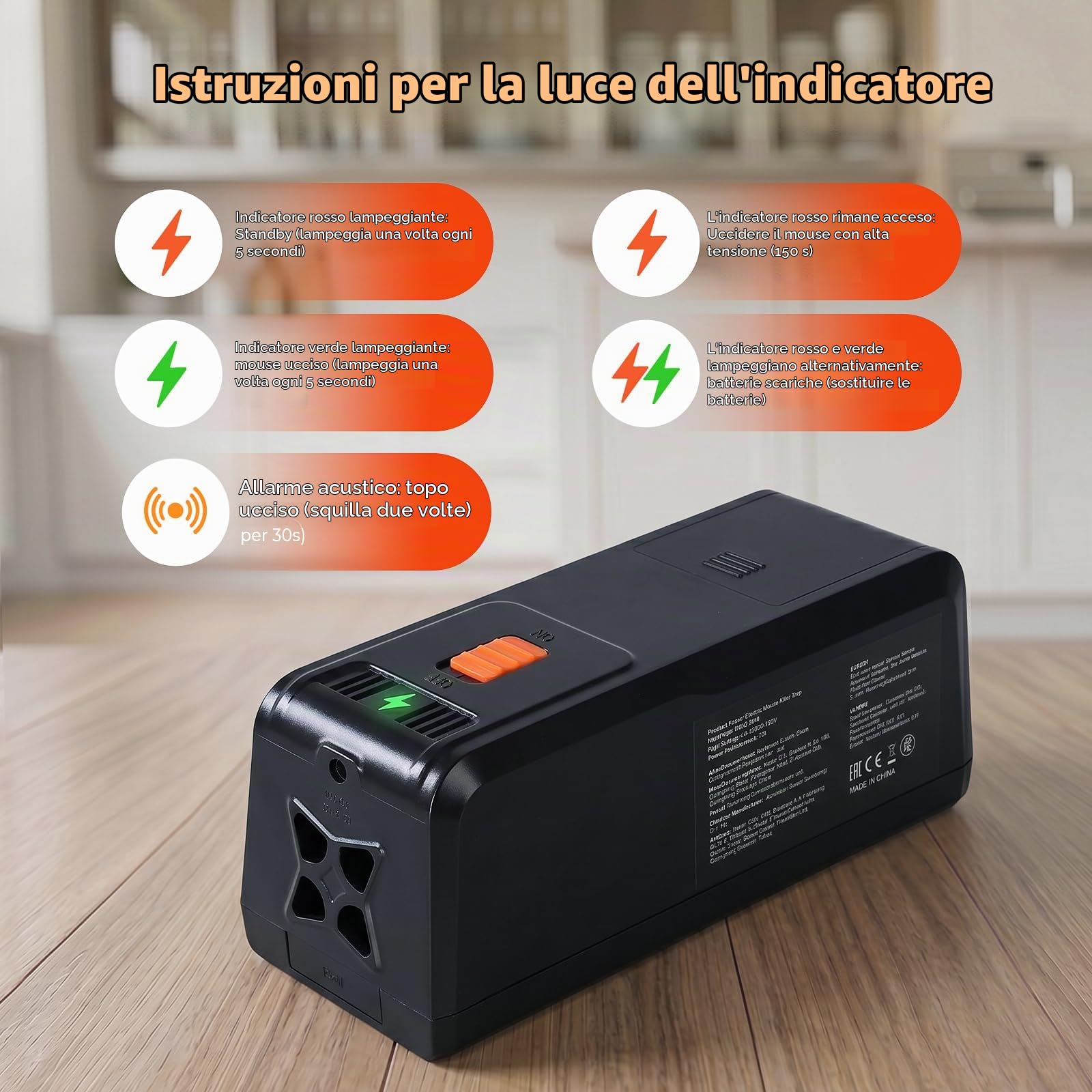 ilikable Trappola Elettrica per Topi 2800V Alta Tensione per Cucina Garage | Potente per Uccidere i Topi All'istante, Trappole Elettriche per Topi e Ratti Senza Toccare, Pile/USB per Cantina Magazzino