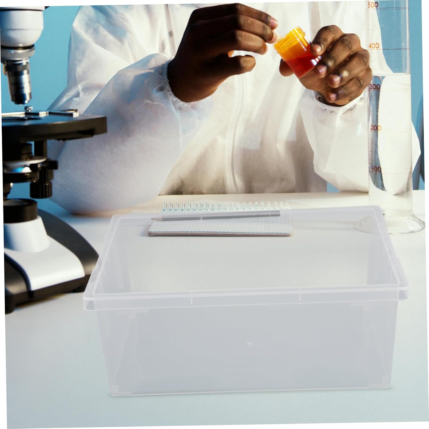 ULTECHNOVO Transparent Square Laboratory Basin Enhanced Plastic Chemistry Liquid Container for Outdoor Storage and Experimentation and Easy to Clean