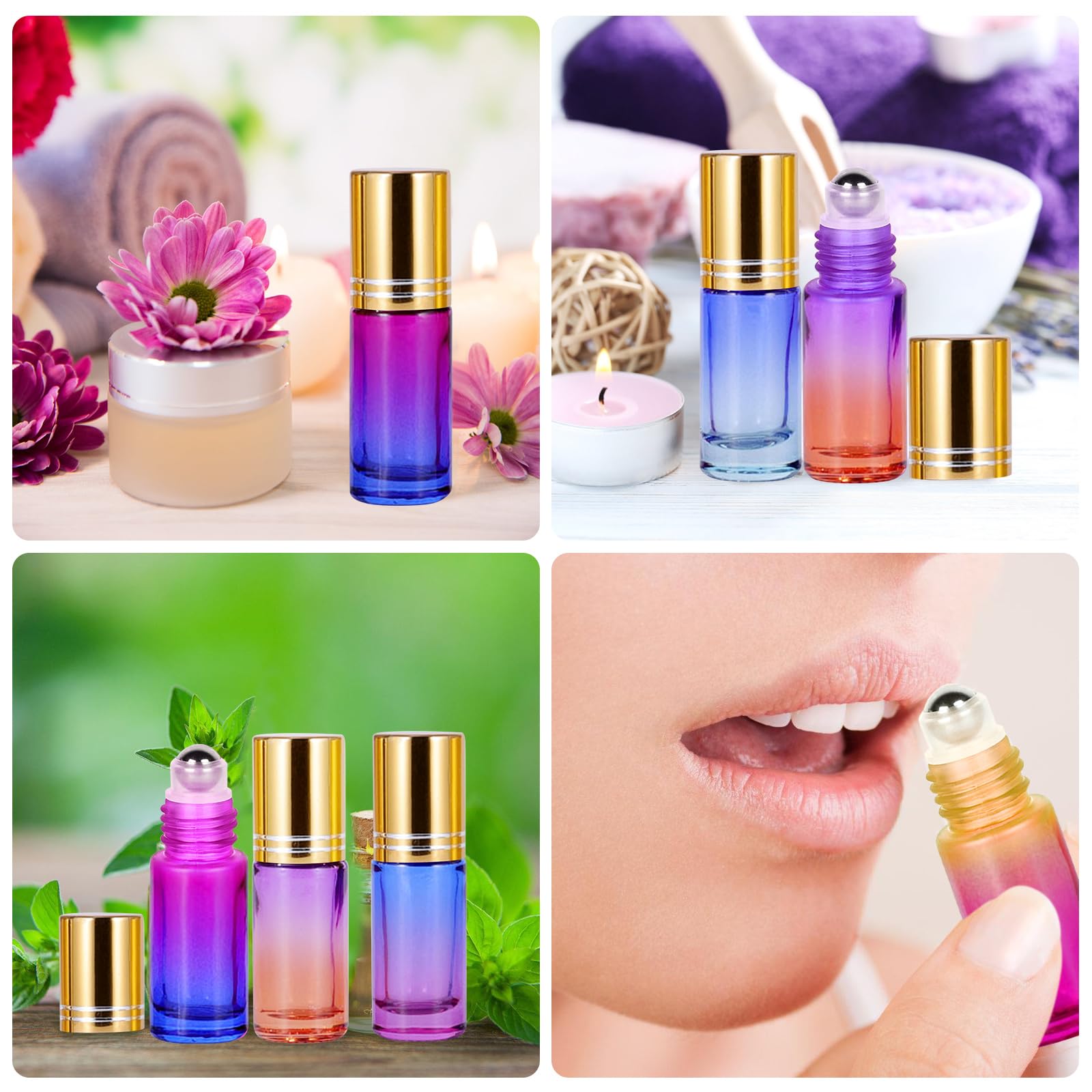 25 sztuk butelek z olejkami eterycznymi, rolka na rolkę, puste butelki 5 ml, szklane butelki rolkowe, do aromaterapii olejkami eterycznymi ze stali nierdzewnej
