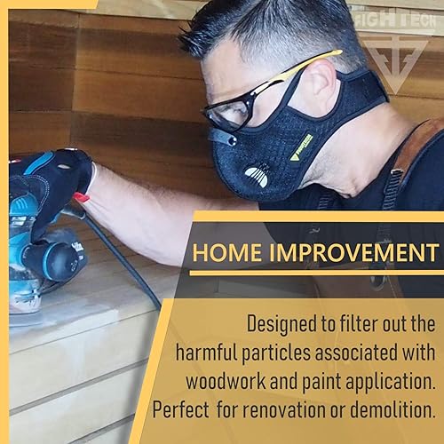 Miniatura 6 de FIGHTECH Máscara facial antipolvo con filtros de carbono extra activos y válvulas de aire, para carpintería, mudanza, construcción