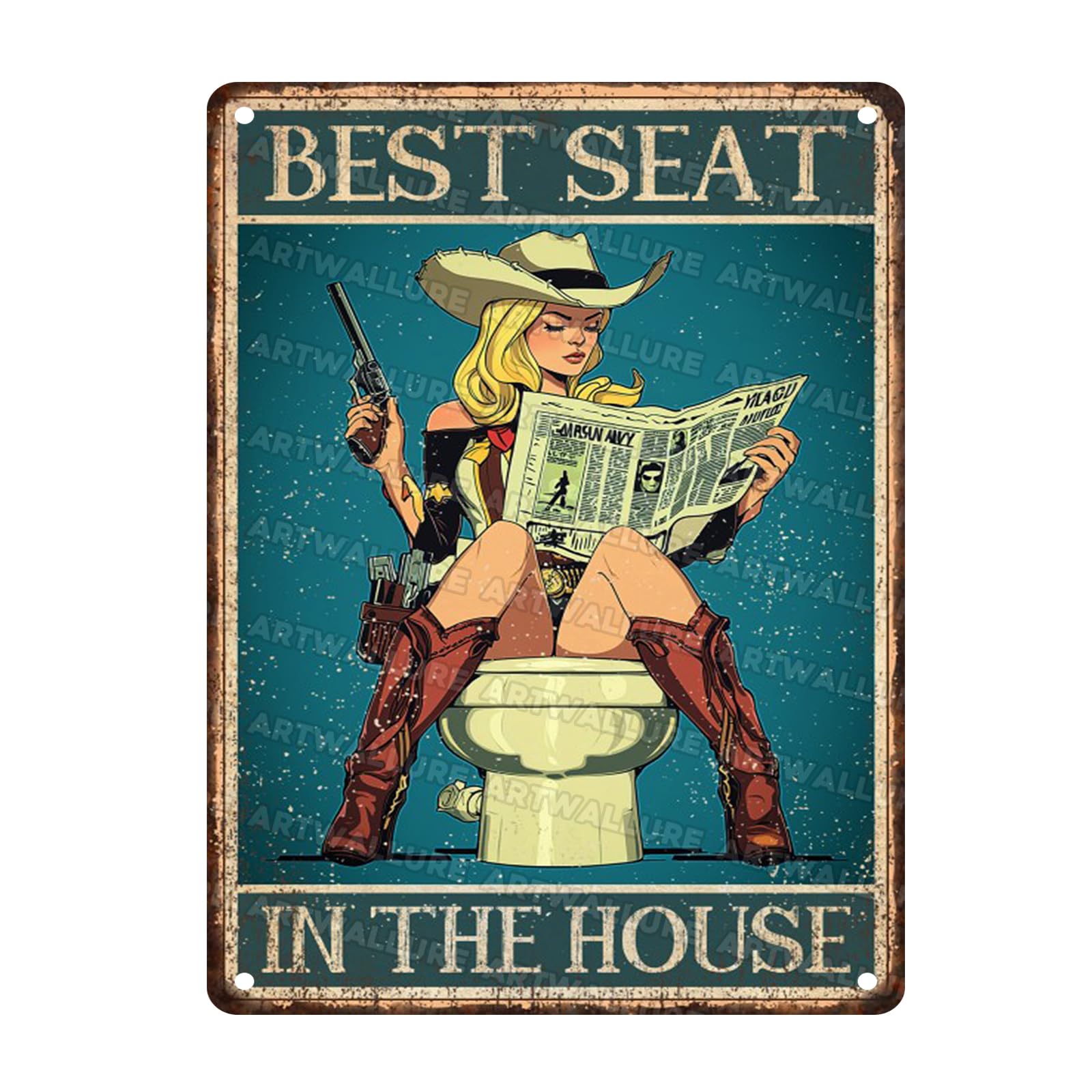 Vintage Cowgirl Best Seat Metal Tin Sign Rustic Wall Decor Retro Cafe Office Bar Western Home Art Farmhouse Poster 12x16inch