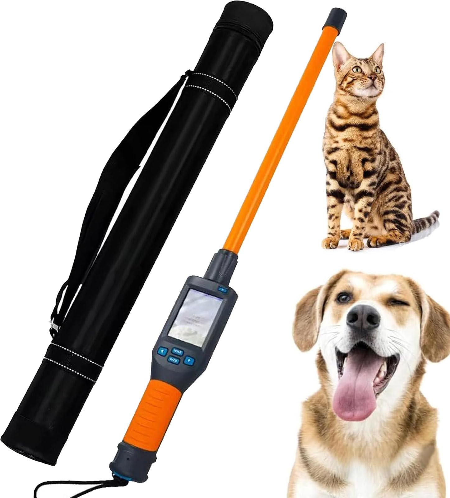 Drmoxin Animal Ear Tag Scanner with LCD Display, 134.2 KHz Handheld Pet Microchip Scanner Reader, Storage Up to 20000 Datas, Read Time > 100ms, Support FDX-B/HDX/EMID Tags