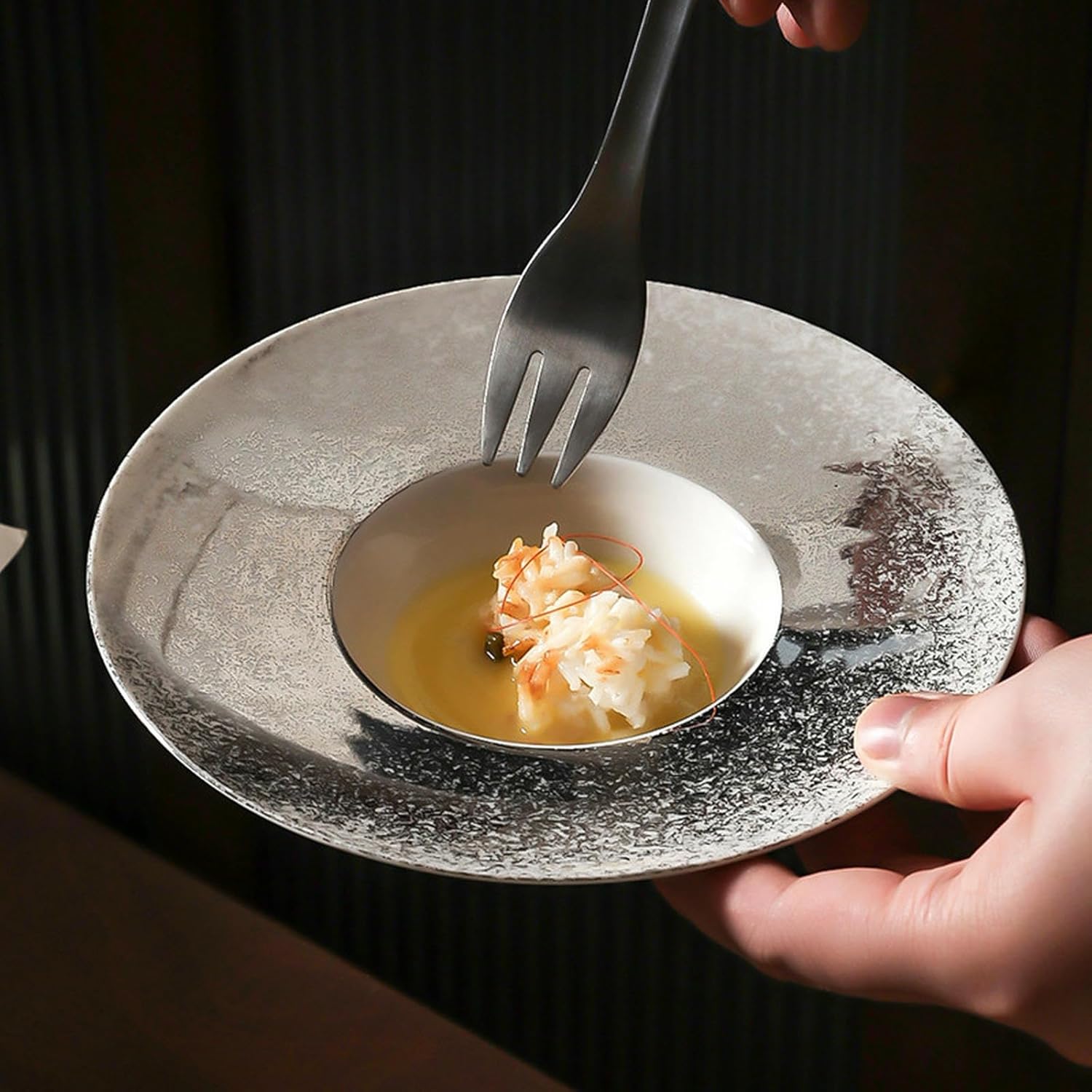 Nordic household simple gradient spray ceramic western food pasta dish -11 inch silver