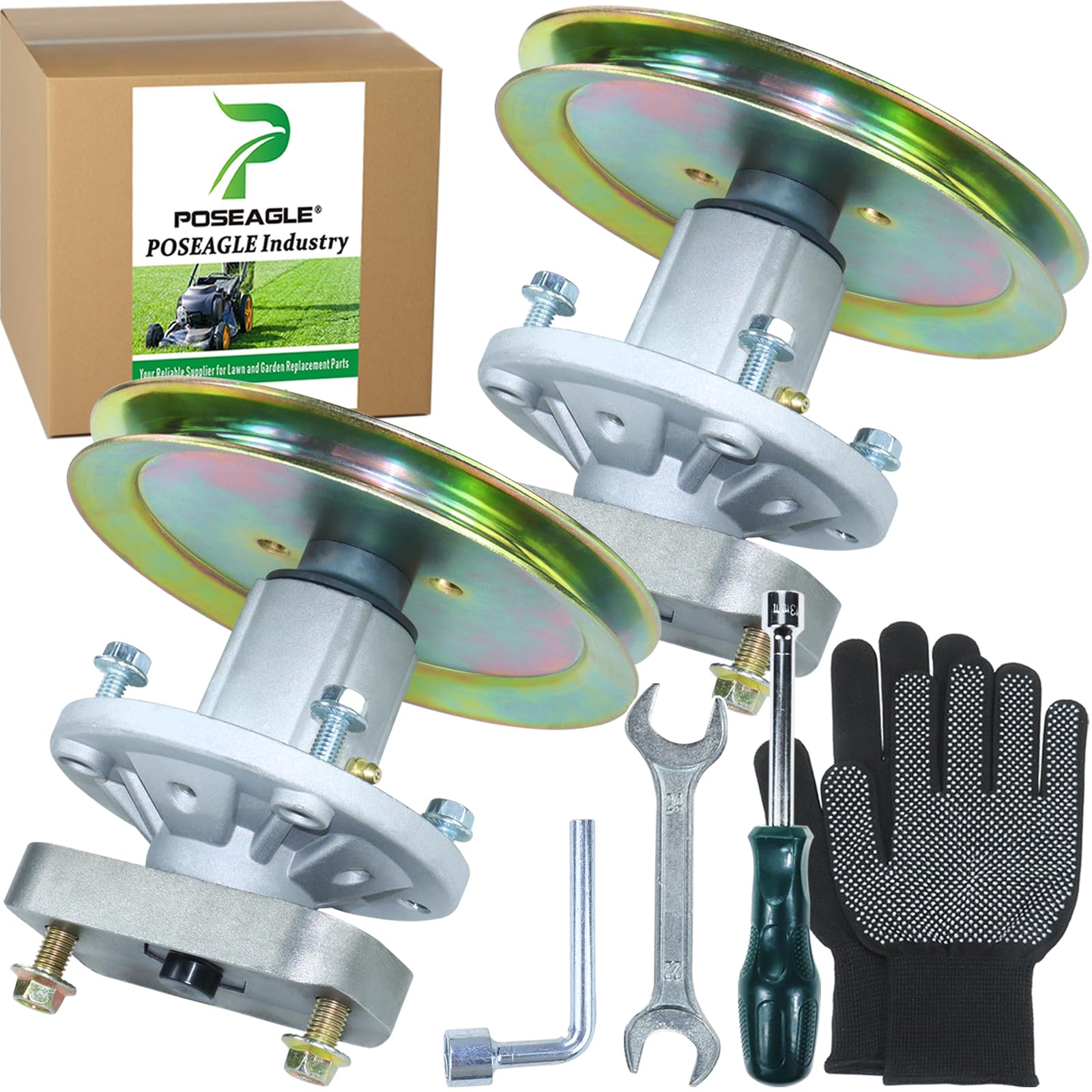 POSEAGLE 2 Pack Pre-Greased GY20785 Spindle Assembly with GX20367 Spindle Pulley Replaces GY20050 UC23728 for John Deere L...