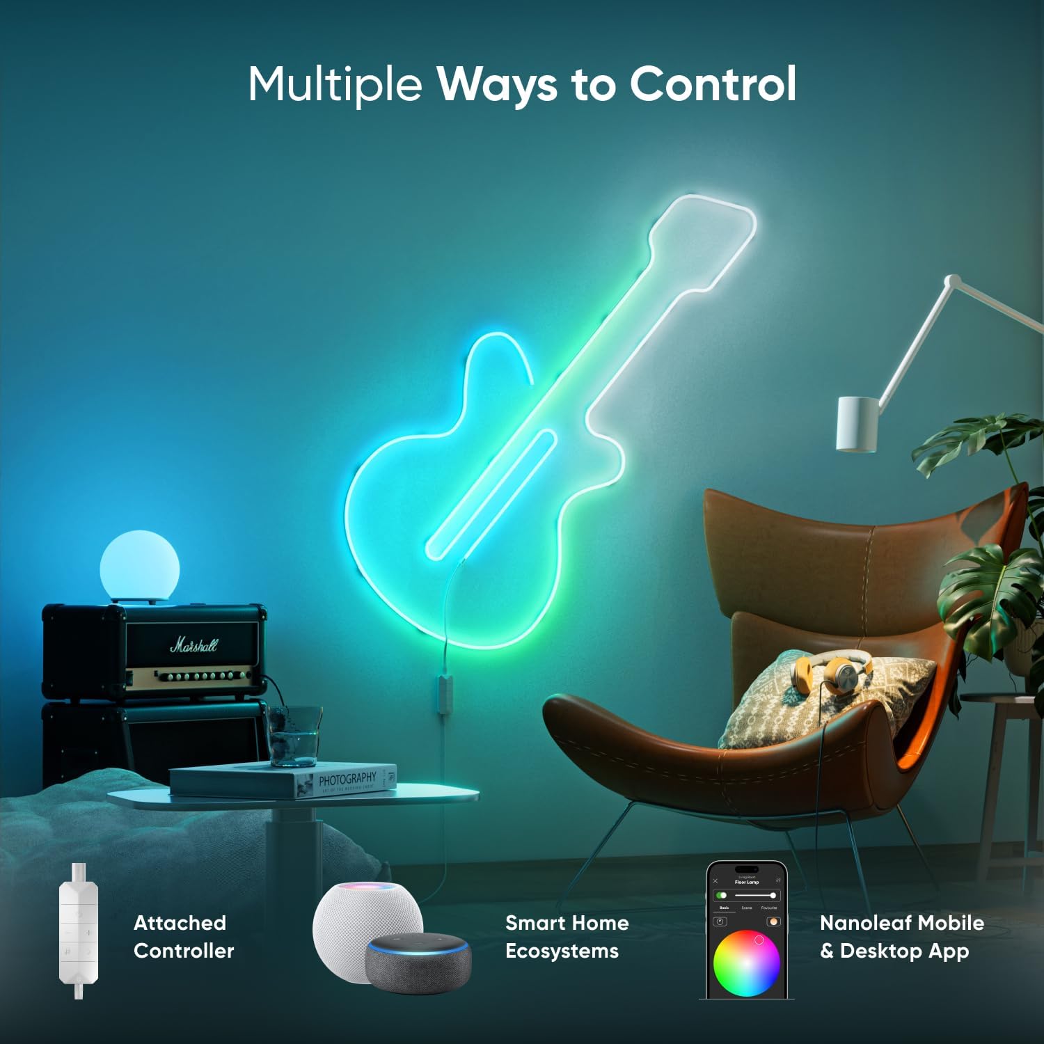 Nanoleaf Essentials LED Rope Light, Smart Neon Rope Light Works with Matter, Alexa, Apple & Google Home, DIY Lightstrip for Wall, Multicolor Lightstrips with Music Sync for Bedroom, 16.4ft