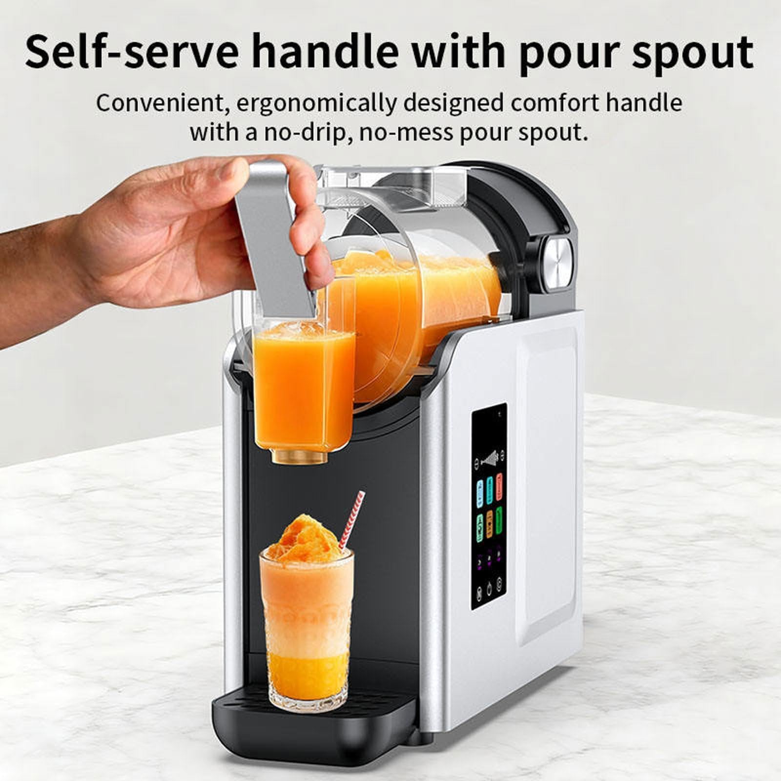 Máquina profesional para hacer bebidas congeladas de 2 litros, máquina de granizados con 6 modos preestablecidos, autolimpieza, 6 preajustes para batidos, margaritas, frappes y helados