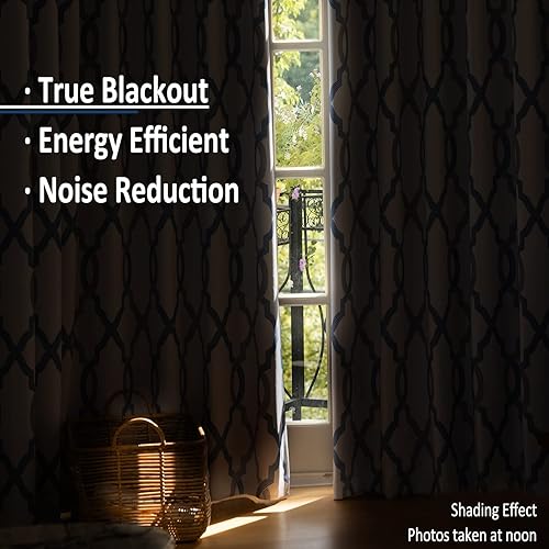 Miniatura 3 de Juego de cortinas opacas con estampado marroquí, para dormitorio, diseño de cuadrifolio geográfico, para verano, enfriamiento por calor, aislamiento