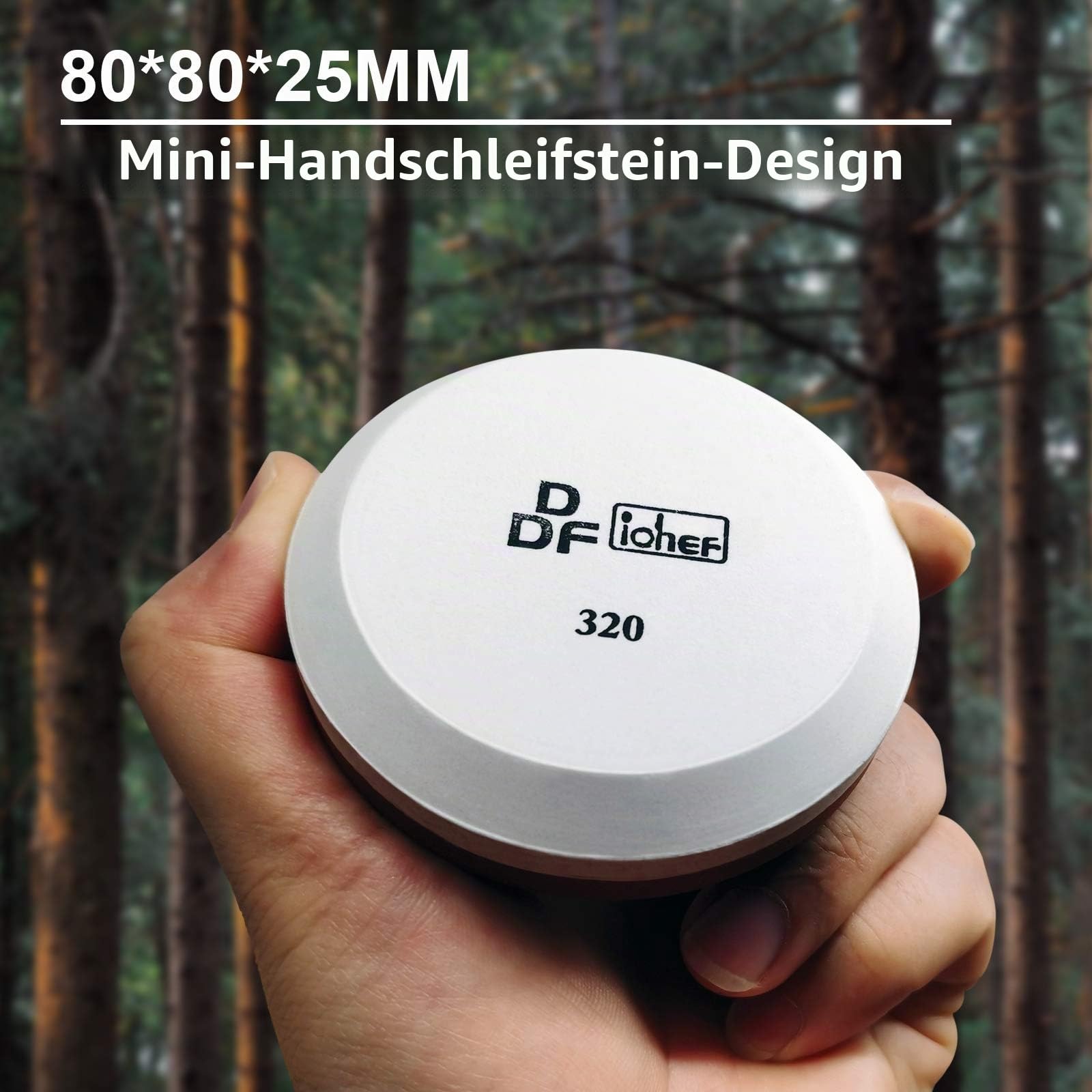 DDF IohEF Axt/Beil Schleifstein, Puck Abziehstein für Gartengeräte/Meißel, Körnung 180/320, Professioneller 2-IN-1 Beil Werkzeug Wetzstein, Axtschärfer mit Tragbarer Tasche