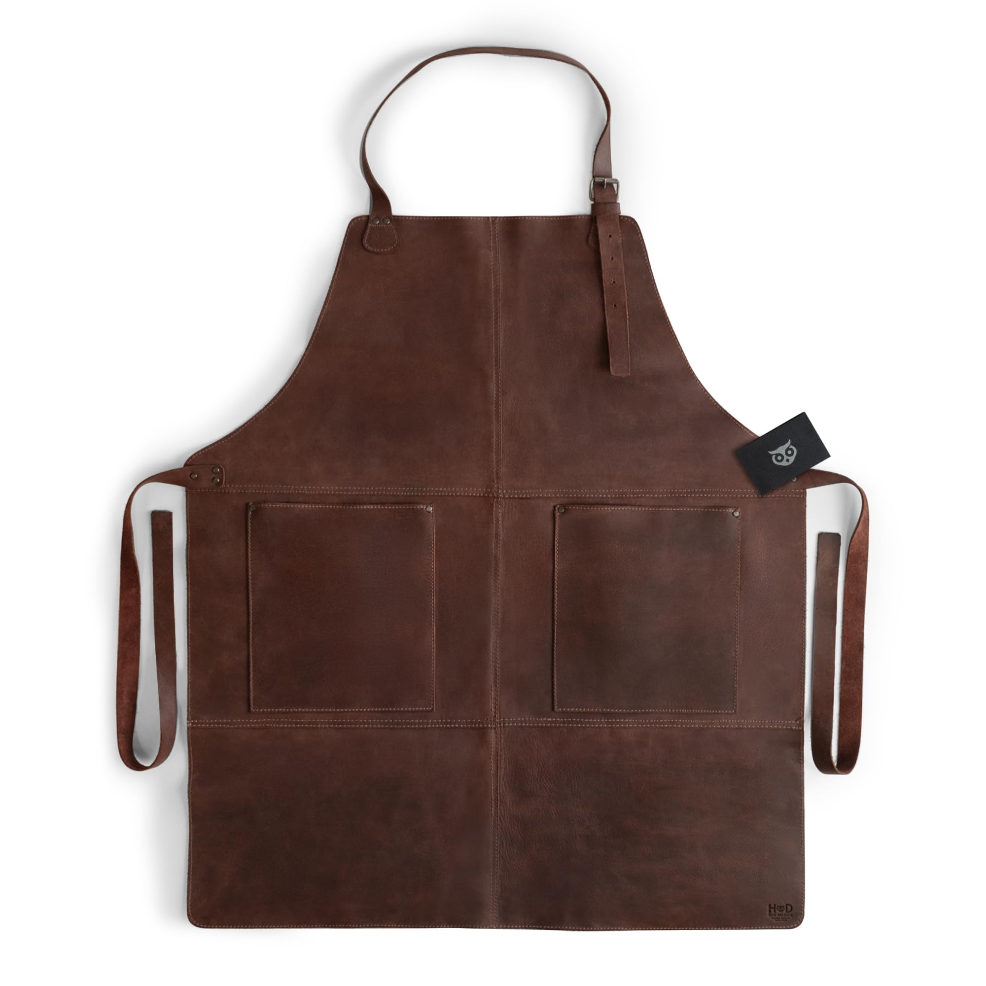Hide & Drink, Delantal de cuero duradero, bolsillos ajustables para herramientas, carnicero, carpintero, herrero, uso pesado, hecho a mano, marrón bourbon, talla única