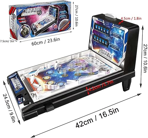 Miniatura 2 de Pinball Machine Retro Arcade Machine Mini Tabletop Arcade Game Electronic Super Marble Game with Scorer Lights Music