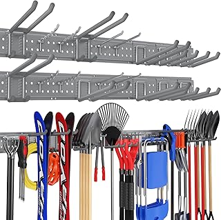 Garage Tool Organizer Wall Mount 96 inches with 18 Adjustable Heavy-Duty...