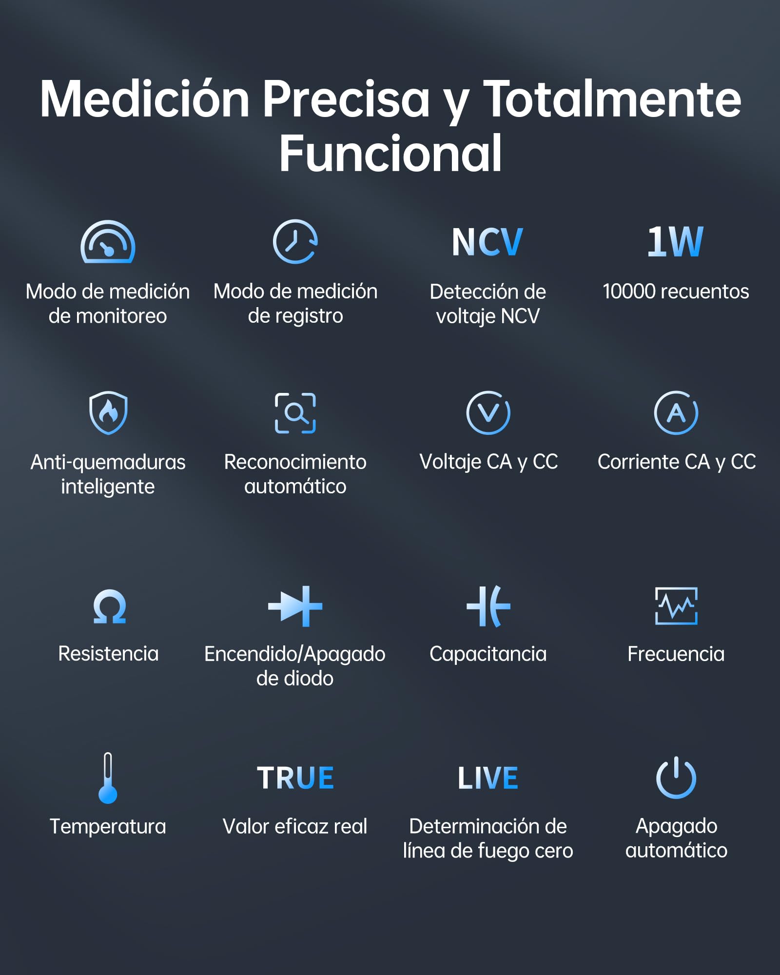 FNIRSI DMT-99 Multímetro digital de 9999 cuentas, TRMS, Voltímetro recargable de rango auto con modo de registro y monitor de datos, medición de resistencia, capacitancia, diodos, frecuencia, NCV