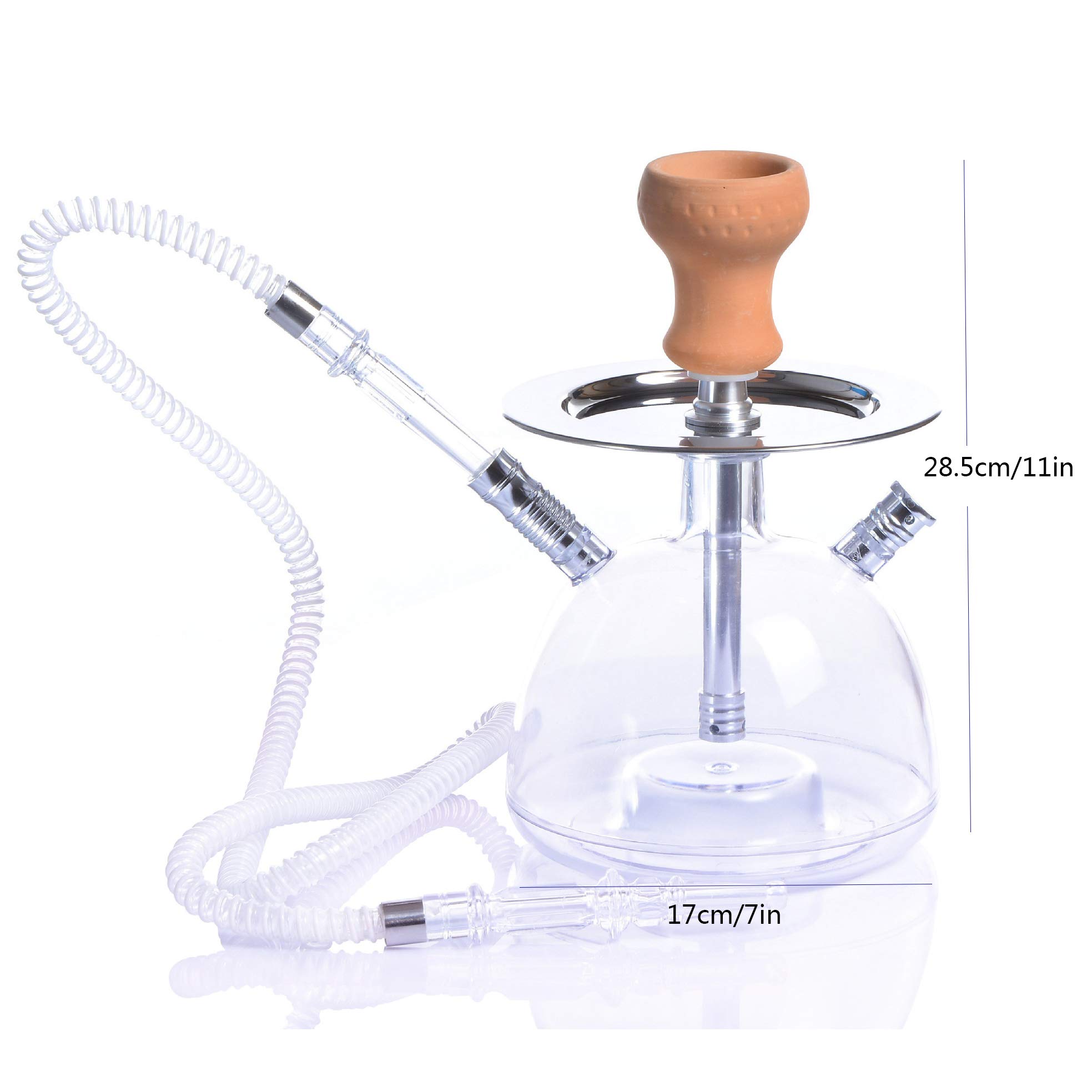 Pipa de Agua Conjunto de Diseño Creativo Hookah Shisha Compacto con Luz LED, un Tazón de Cerámica Y la Manguera del Sostenedor de Carbón Portátil, Grado Superior Shisha,2 Tube