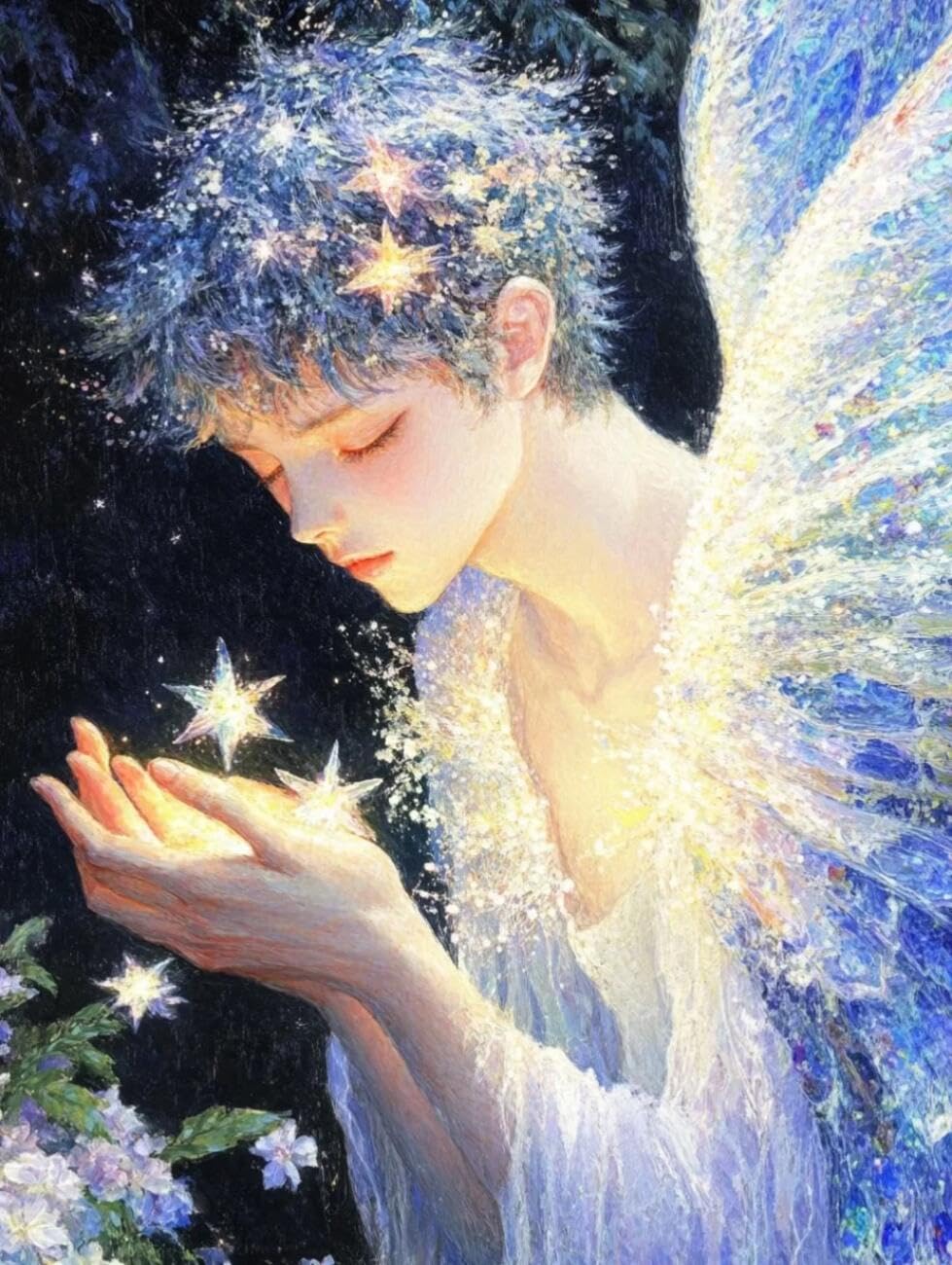 Henypt Cross Stitch Kit Anime Angel DIY Arts Aand Craft Kit for Adults Beginners with Accessories Handmade DIY/Gifts 14CT 40x50cm