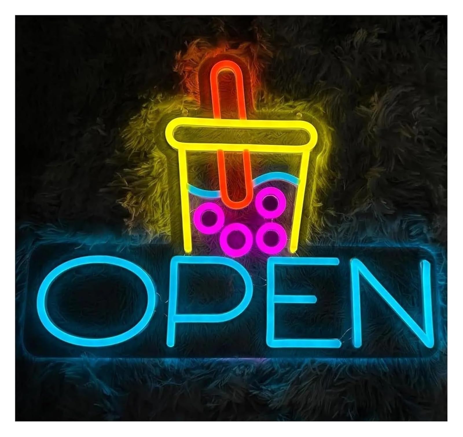 Decorative neon lights Neon Sign Bubble Tea Shop Powered, Open Lights for Store Decoration