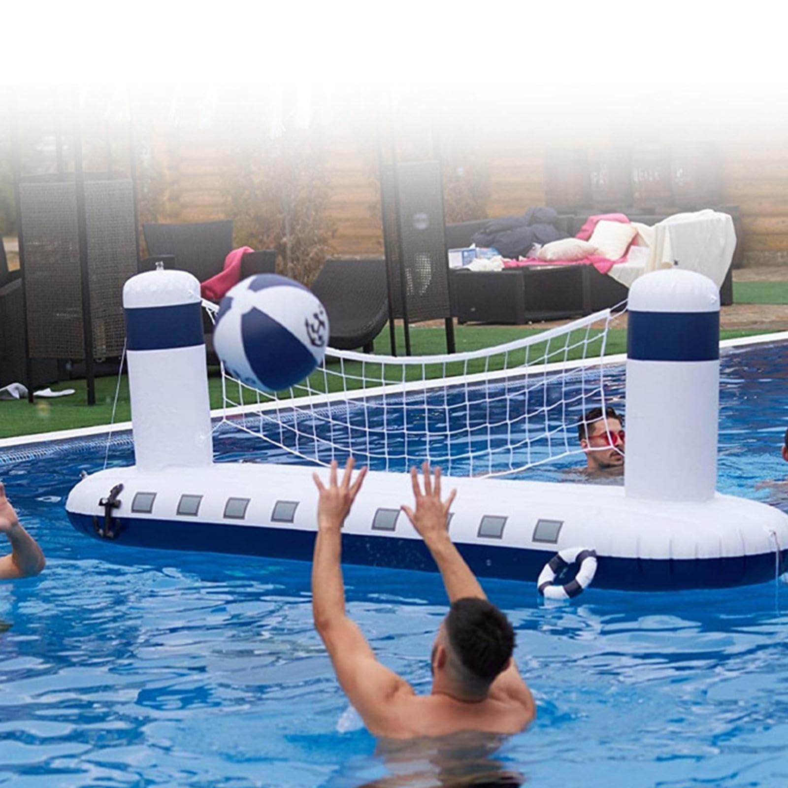Sharplace Ensemble de Volley-Ball de Piscine Gonflable, Jeux de Piscine d'été, Filet de Volley-Ball Gonflable Portable en PVC pour Enfants Adultes Parent Enfant, 300cmx75cmx90cm
