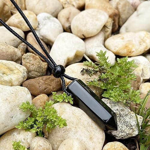 Miniatura 5 de Collar de punta de piedras preciosas  Cristales y piedras curativas  Auténtico colgante de varita de punto de piedras preciosas  Péndulo hexagonal