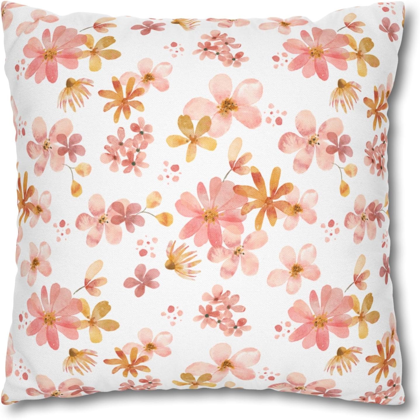 Spring Forward Floral Pink Pillowcase, Decorative Throw Pillow Cover, Home Decor Accent, Flower Pattern Cushion Case