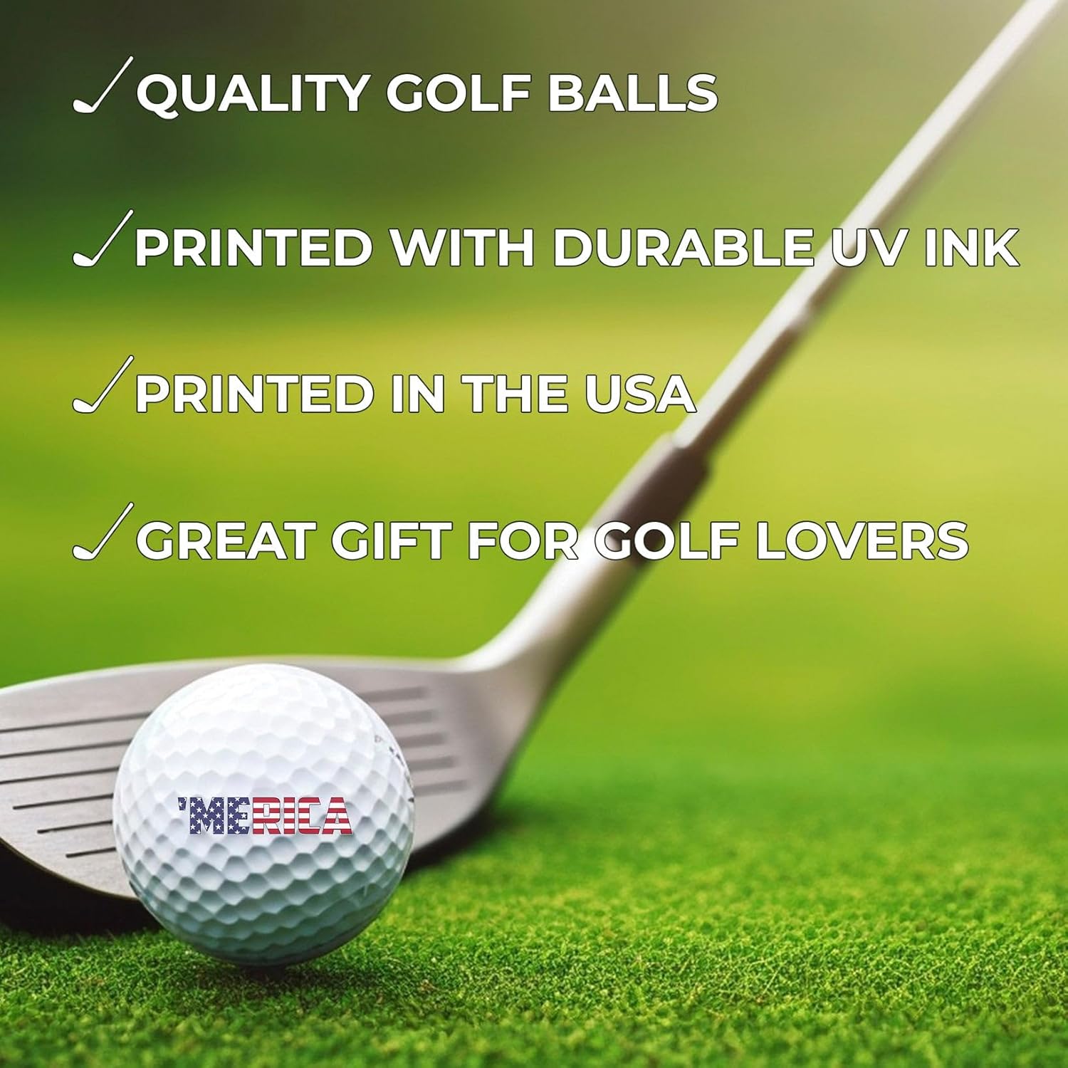 TeesAndTankYou Merica Golf Ball - Novelty Gift for Men Golfers and Dad