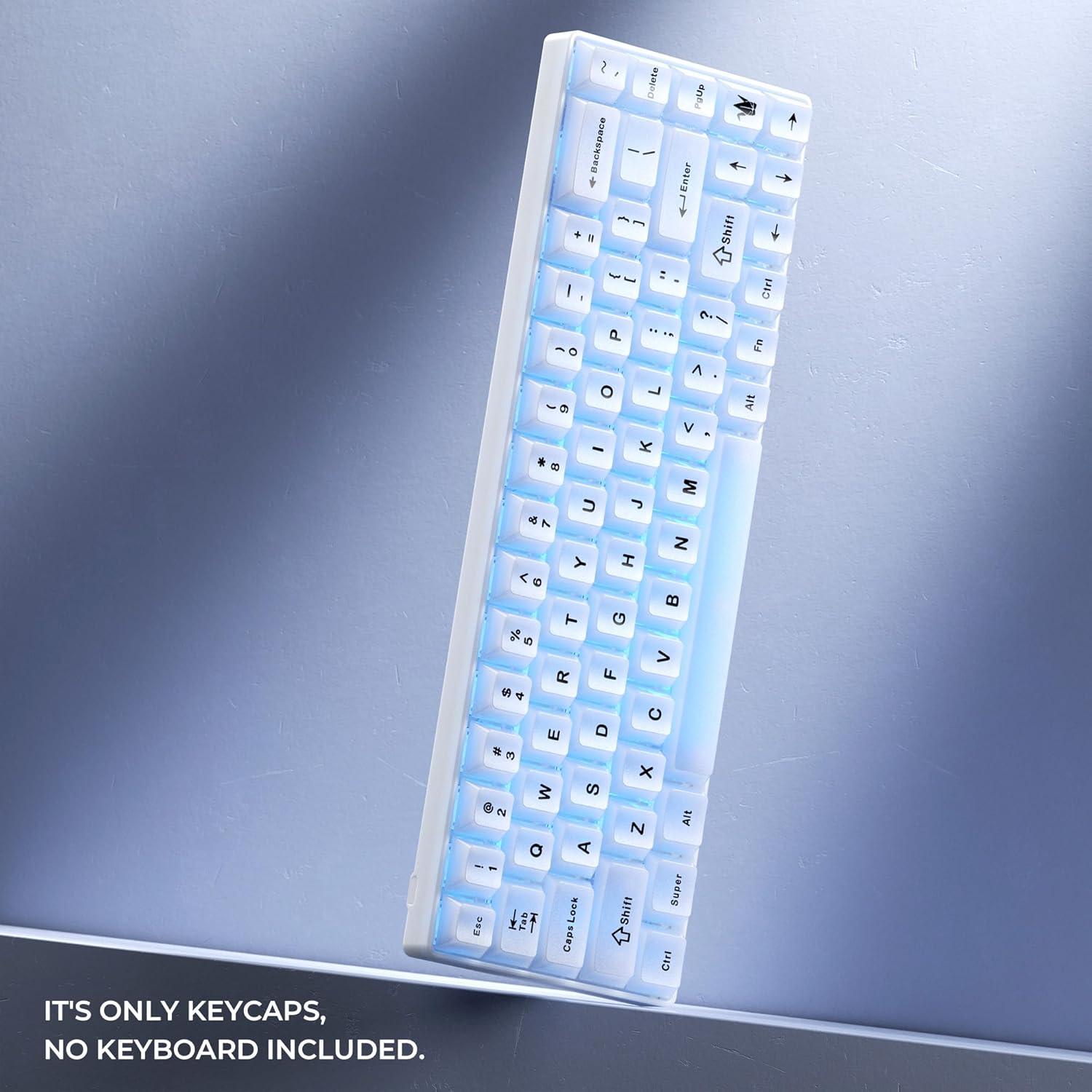 x XVX Keyboard Keycaps White, Clear Jelly Keycaps 60 65 75 100 Percent, Translucent Cute Custom Key caps Set 124 Keys for Mechanical Gaming Keyboards(Cherry Profile)