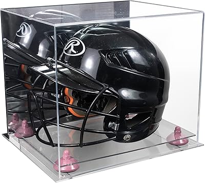 Better Display Cases Versatile Acrylic Display Case - Medium Rectangle Box with Mirror Case, Pink Risers and Clear Base 12.25