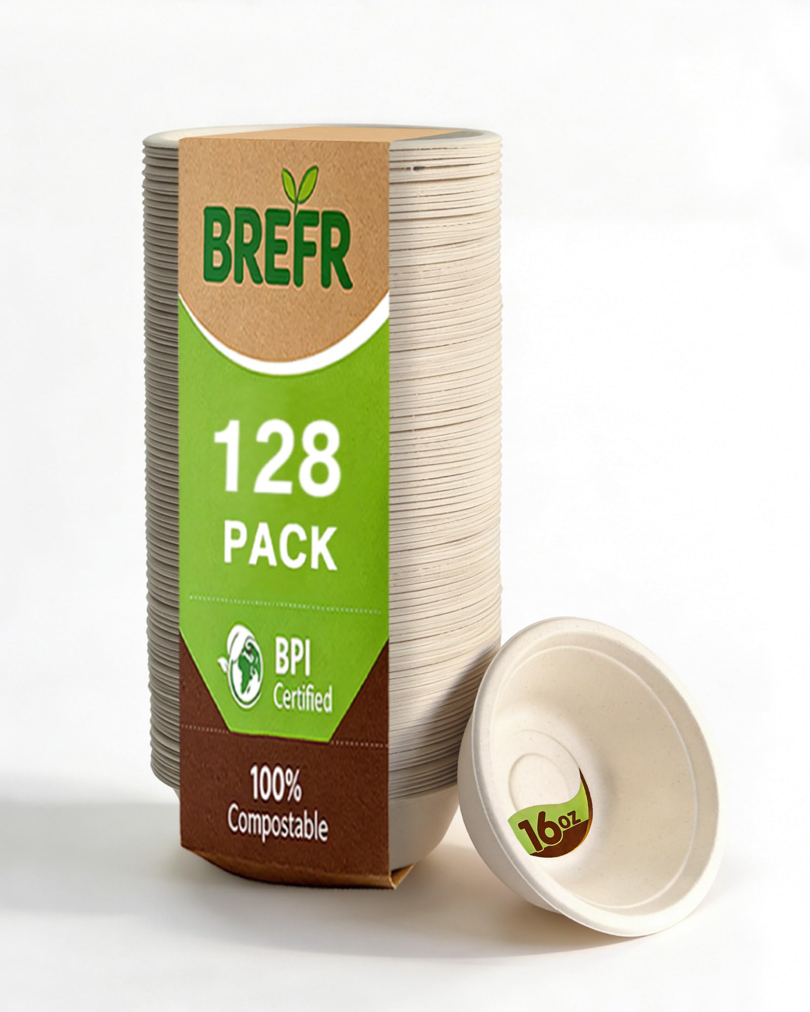Photo 1 of BREFR 128 Pack 16oz Compostable Bowls