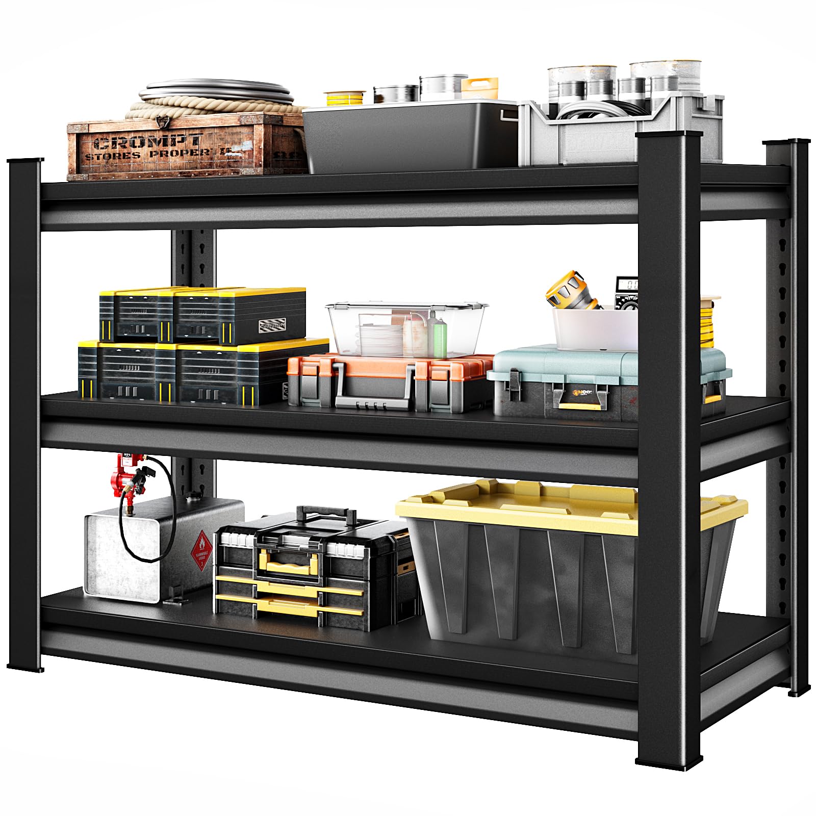 3-tier garage shelving heavy duty,48”w x 16”d x 36”h metal shelving unit?1650 lbs weight capacity adjustable storage shelves for aquariums, pantry, garage (one shelf only) 