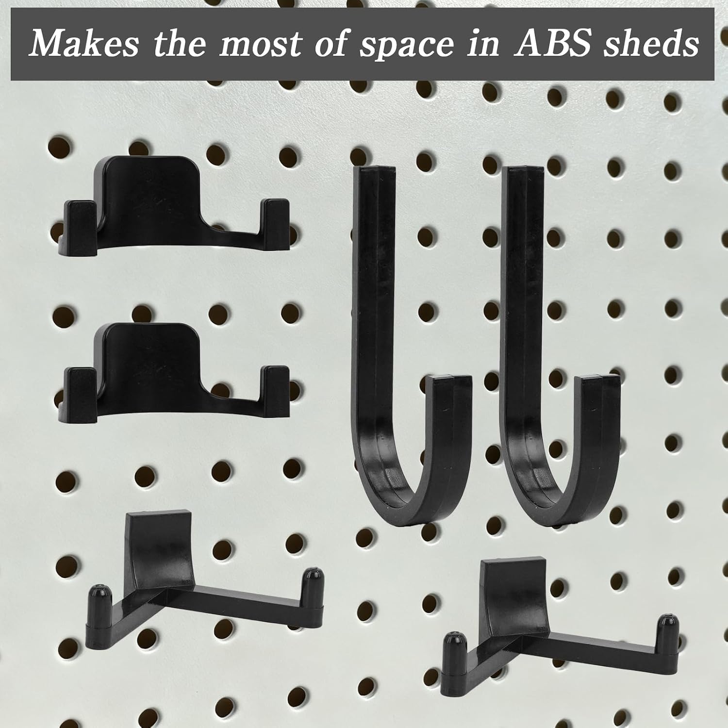 9 Pcs ABS Storage Shed Tool Hooks, J, U and V Shape Items Hangers, Storage Shed Shelves Tool Organizing Accessories for Ladders, Bulk Items image 5