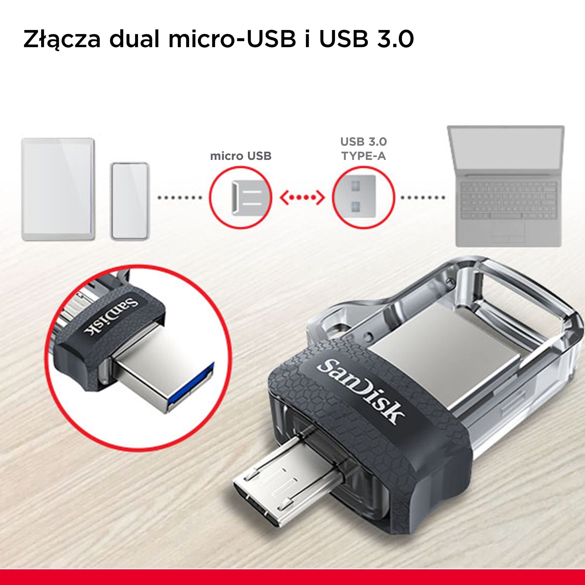 SanDisk Ultra 64GB Dual USB Flash Drive USB M3.0 up to 130 MB/s