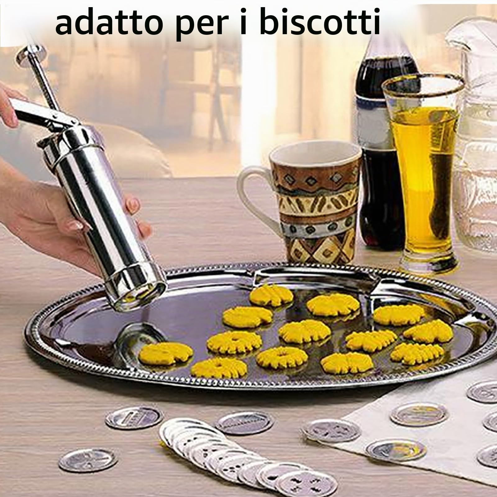 Pistola Per Pressa Per Biscotti Per Biscotti, Kit di Stampi Per Pressa Per Biscotti in Lega di Alluminio Per La Decorazione di Biscotti Per Torte Fai-da-te