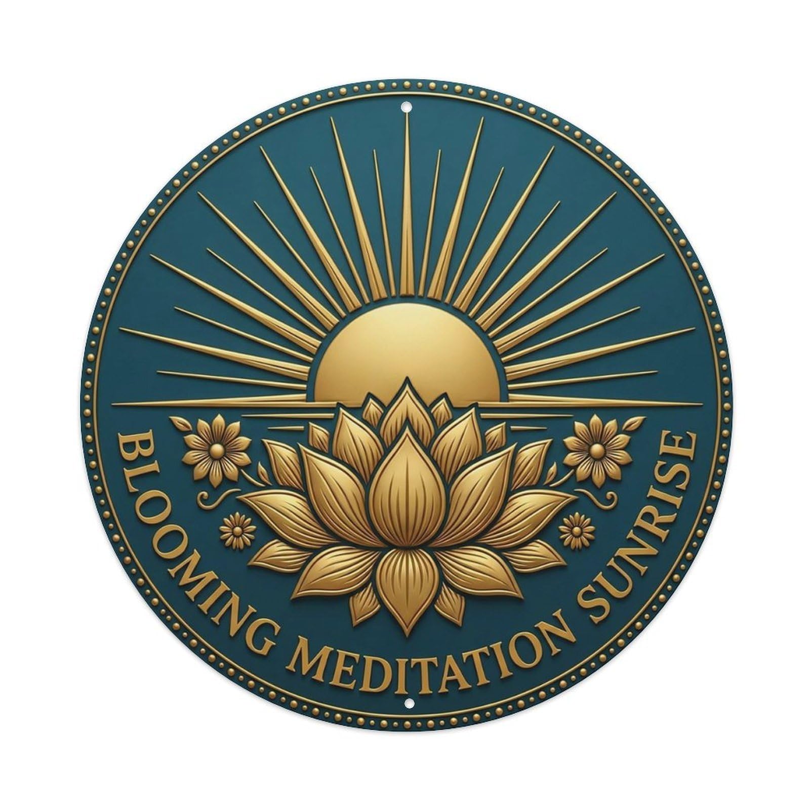 Vintage Blooming Meditation Sunrise Flower Zen Yoga Metal Tin Sign