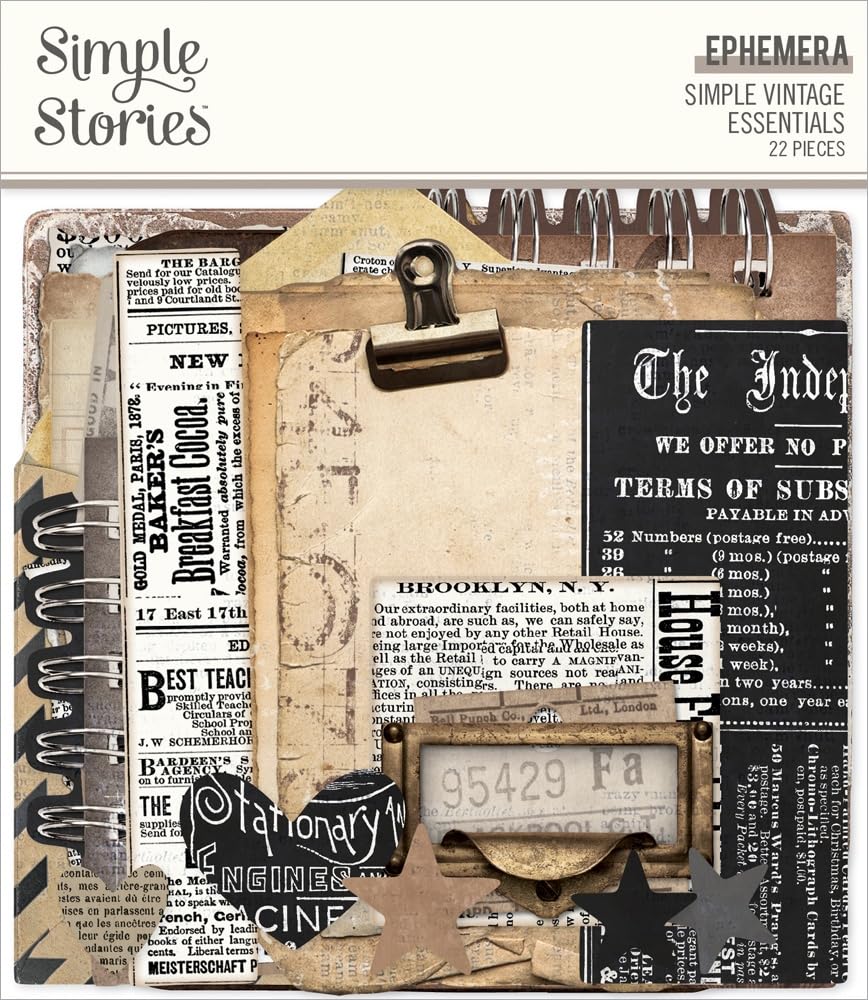 SIMPLE STORIES Simple Vintage Essentials Ephemera 22/Pkg, White