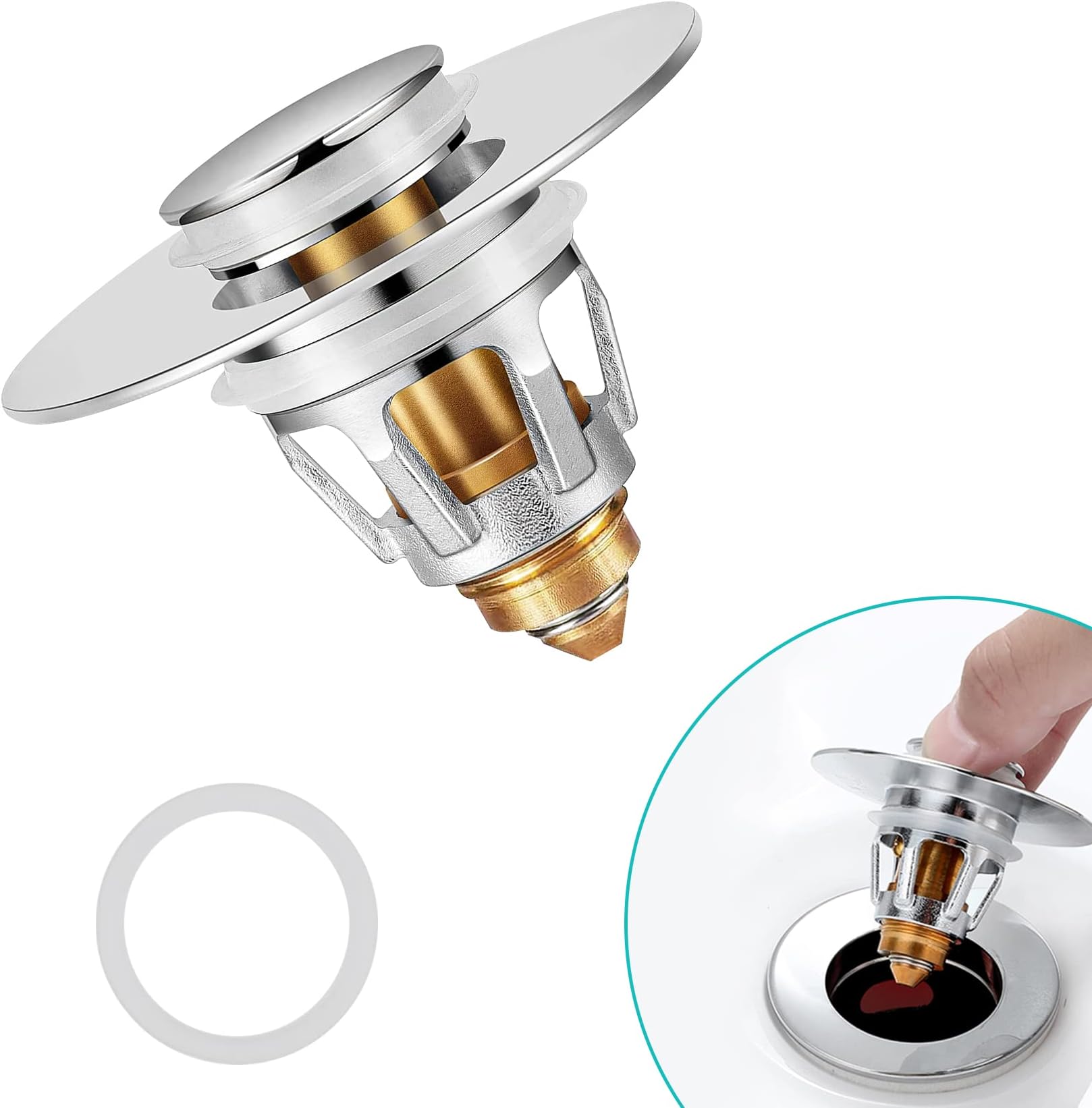 - Sink Stopper, Bathroom Sink Drain Strainer with Hair Catcher, for 1.04’’~1.97’’ Drain Hole, Brass Universal Drain Cover, Pop Up Basin Plug