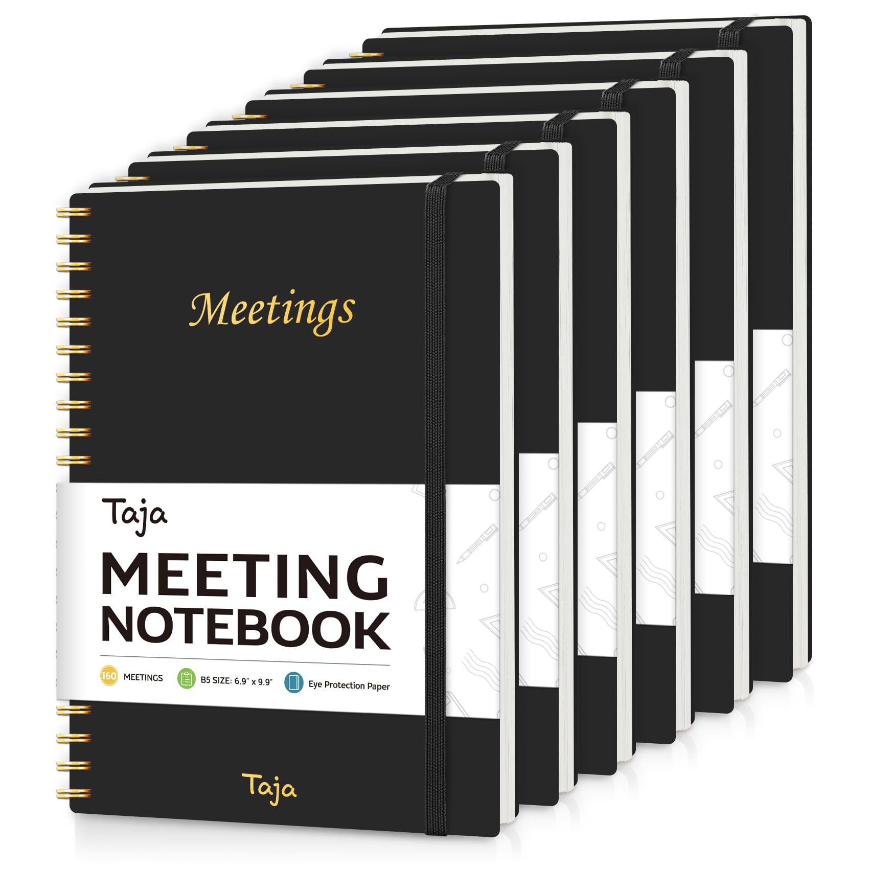 Confezione da 6 quaderni per riunioni per organizzazione del lavoro, agenda con elementi d'azione, agenda per prendere appunti, 160 pagine (17,5 x 25,1 cm), organizer per progetti per uomini e donne