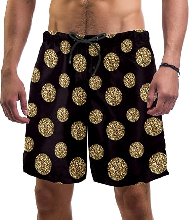 AISSO Polka Dots Black Gold Swim Shorts 