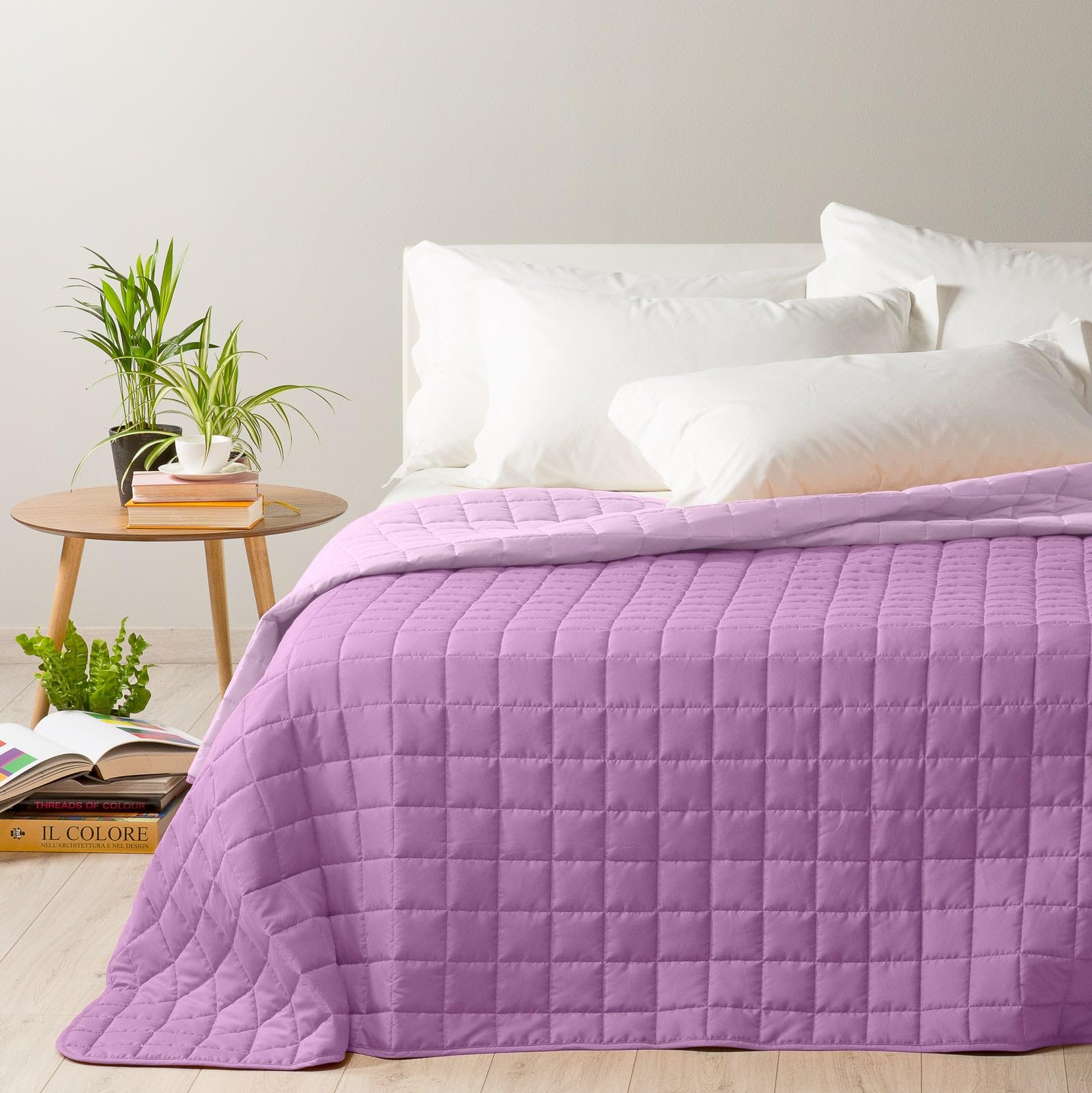 Caleffi - Quilted Bedspread Modern Plain Single Orchid
