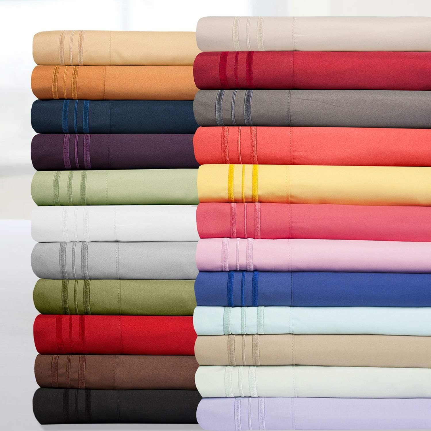 1800 Thread Count Sheet Set – Soft Egyptian Quality Brushed Microfiber Sheets – Luxury Bedding Set with Flat Sheet, Fitted Sheet, 2 Pillow Cases : Home & Kitchen