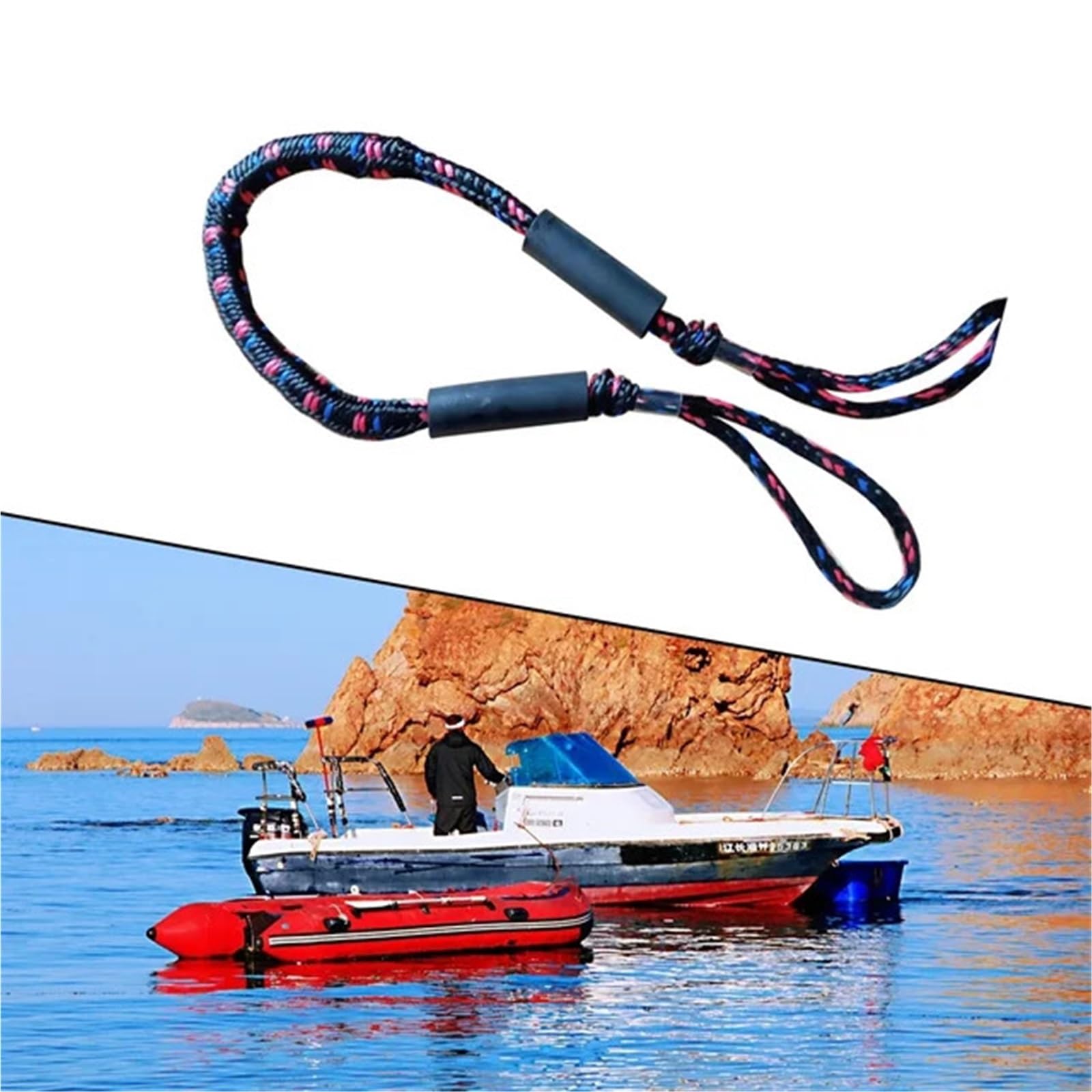 Soywim Three Colors Mooring Rope, 1.2M Elastic Bungee Boat Dock Lines Marine Mooring Rope With Foam Float Accessory For Waverunner Pontoon(Three Colors)