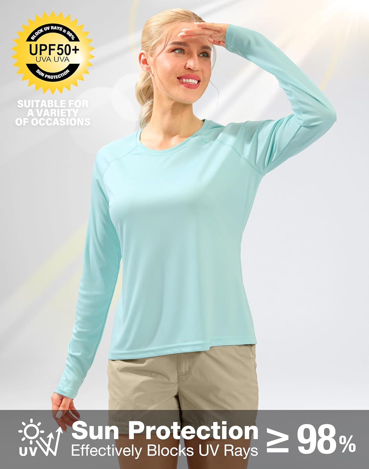 Women's UPF 50+ Sun Shirts Long Sleeve UV Protection Rash Guard Lightweight Quick Dry Workout Hiking Tops for Women - Image 4