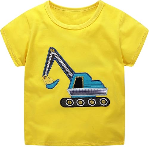 Miniatura 3 de Camisetas de manga corta para niños pequeños, camisetas de algodón con gráfico casual con cuello redondo para verano