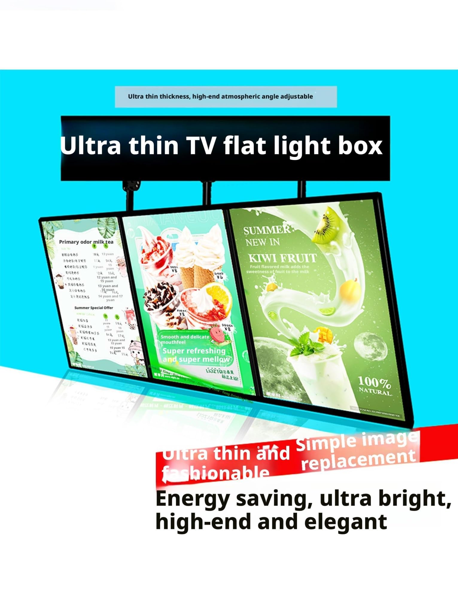 Marco de póster iluminado, caja de luz de pared para publicidad, tablero de menú retroiluminado para restaurantes, bares, tiendas, comida para llevar